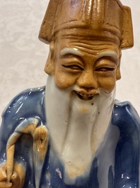 Five Chinese blue and white figures, Qianlong/Jiaqing