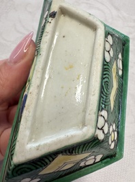 A Chinese verte biscuit eight-piece sweetmeat set with flying horses, 19th C.