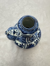 A Chinese blue and white kendi and a square flask, Wanli