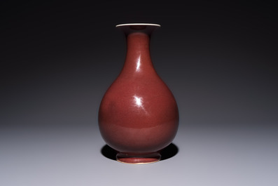 A Chinese copper-red-glazed 'Yuhuchunping' vase, Qianlong mark and of the period
