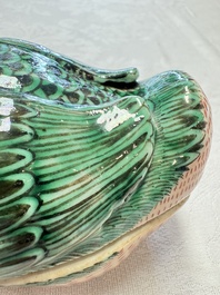 A Chinese export famille rose goose-form tureen and stand, Qianlong