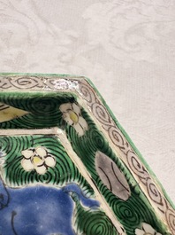 A Chinese verte biscuit eight-piece sweetmeat set with flying horses, 19th C.