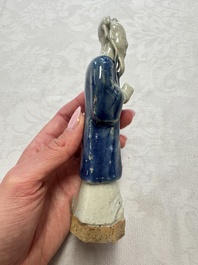 Five Chinese blue and white figures, Qianlong/Jiaqing