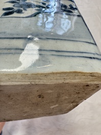A Chinese blue and white kendi and a square flask, Wanli