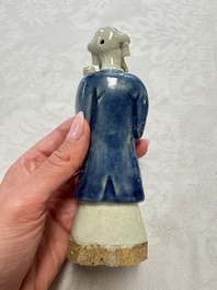 Five Chinese blue and white figures, Qianlong/Jiaqing