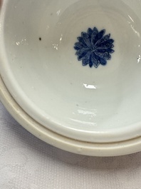 Two Chinese blue and white 'Chilong' covered warming bowls, Guangxu mark and of the period