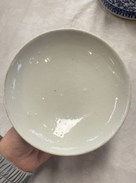 Two Chinese blue and white 'Chilong' covered warming bowls, Guangxu mark and of the period