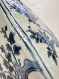 A Chinese blue and white kendi and a square flask, Wanli