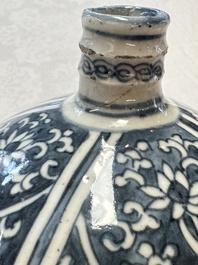 A Chinese blue and white kendi and a square flask, Wanli