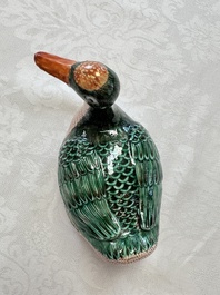 A Chinese export famille rose goose-form tureen and stand, Qianlong