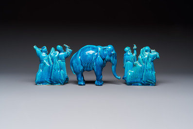 Six Chinese turquoise-glazed wares, 19/20th C.