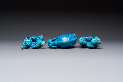 Six Chinese turquoise-glazed wares, 19/20th C.