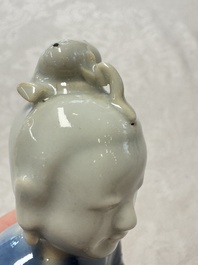 Five Chinese blue and white figures, Qianlong/Jiaqing