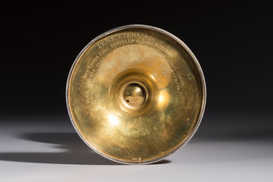 A fine French gilt silver Gothic Revival chalice with a reticulated crown of thorns, late 19/early 20th C.