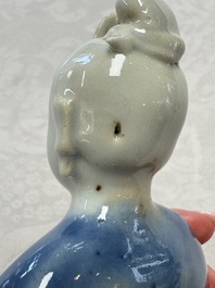 Five Chinese blue and white figures, Qianlong/Jiaqing
