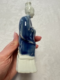 Five Chinese blue and white figures, Qianlong/Jiaqing