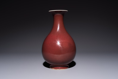 A Chinese copper-red-glazed 'Yuhuchunping' vase, Qianlong mark and of the period