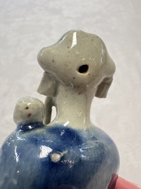 Five Chinese blue and white figures, Qianlong/Jiaqing