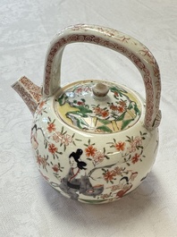A Japanese Arita wine pot and cover with figural design, Edo, 17th C.