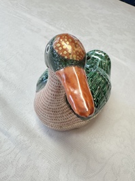 A Chinese export famille rose goose-form tureen and stand, Qianlong