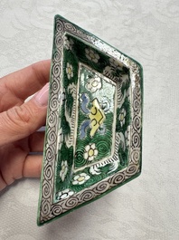 A Chinese verte biscuit eight-piece sweetmeat set with flying horses, 19th C.