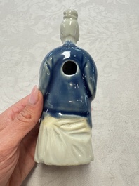 Five Chinese blue and white figures, Qianlong/Jiaqing