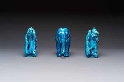 Six Chinese turquoise-glazed wares, 19/20th C.