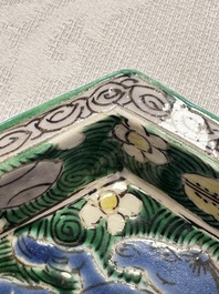 A Chinese verte biscuit eight-piece sweetmeat set with flying horses, 19th C.
