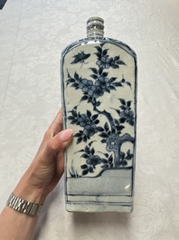 A Chinese blue and white kendi and a square flask, Wanli