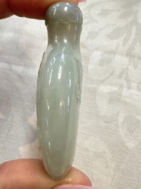 Five various Chinese jade, jadeite, agate and glass snuff bottles, 19th C.