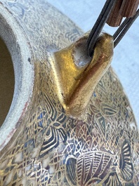 A fine Japanese Satsuma 'Butterflies' teapot and cover, Hattori 服部 mark, Meiji, 19th C.