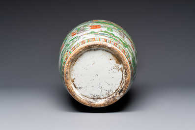 A large Chinese famille verte vase with figures in a garden, 19th C.
