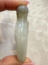 Five various Chinese jade, jadeite, agate and glass snuff bottles, 19th C.