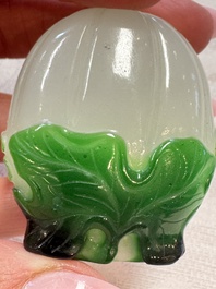 Five Chinese white jade and glass snuff bottles, 19/20th C.