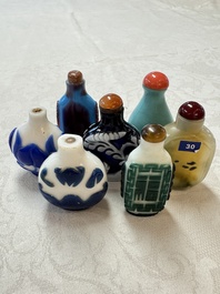 Seven Chinese glass snuff bottles, Daoguang mark, 19/20th C.
