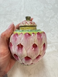 A Chinese famille rose 'Lotus Bud' tea caddy and cover, Qianlong mark, 19th C.