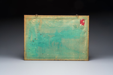 A framed Chinese 'Han Shan De Lu 寒山得鹿' silk work, Republic