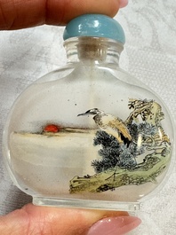 Five Chinese inside-painted snuff bottles, signed Chen Runpu 陈润璞 and Sun Xuecun 孙雪村, 20th C.