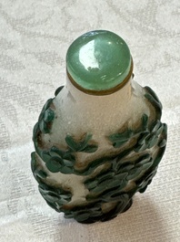 Five various Chinese cloisonn&eacute;, glass, horn and enamel snuff bottles, Qianlong mark, 19/20th C.