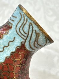 Five various Chinese cloisonn&eacute;, glass, horn and enamel snuff bottles, Qianlong mark, 19/20th C.