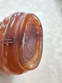 Five various Chinese jade, jadeite, agate and glass snuff bottles, 19th C.