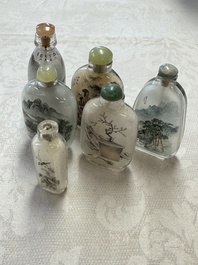 Six Chinese inside-painted snuff bottles, signed Xue Shaofu 薛少甫, Ye Fuying 葉甫英 and Yan Yutian 閻玉田, 20th C.