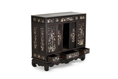 A fine Vietnamese mother-of-pearl-inlaid wooden cabinet, 19th C.