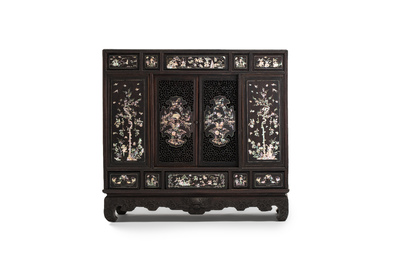 A fine Vietnamese mother-of-pearl-inlaid wooden cabinet, 19th C.