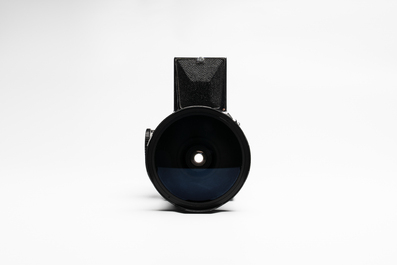A Kiev 88 with Zodiak-B 30mm F3.5 fisheye lens, waist-level viewfinder and film back