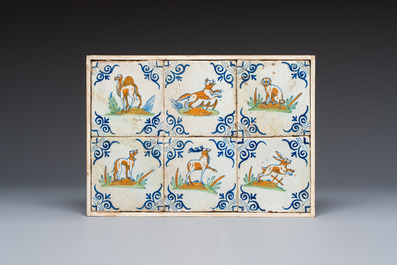 Three polychrome Dutch Delft tile panels, early to mid 17th C.