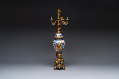 A large gilt-bronze-mounted Japanese Imari vase adapted as candelabra, 19th C.