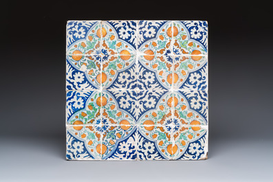 Three polychrome Dutch Delft tile panels, early to mid 17th C.