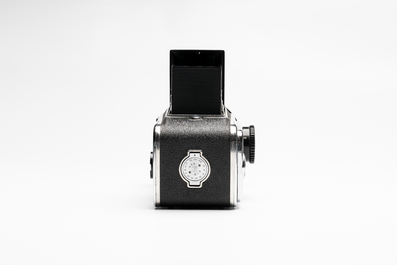 A Kiev 88 with Zodiak-B 30mm F3.5 fisheye lens, waist-level viewfinder and film back