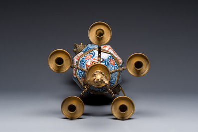 A large gilt-bronze-mounted Japanese Imari vase adapted as candelabra, 19th C.